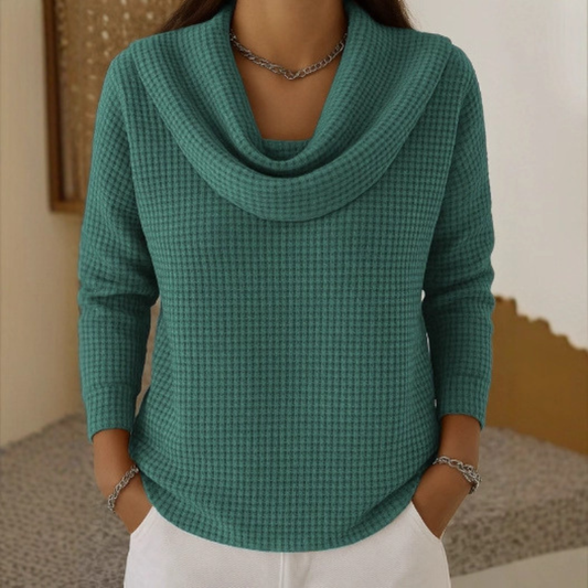 Sofia™ – Maglione Waffle Caldo con Elegante Collo a Cascata