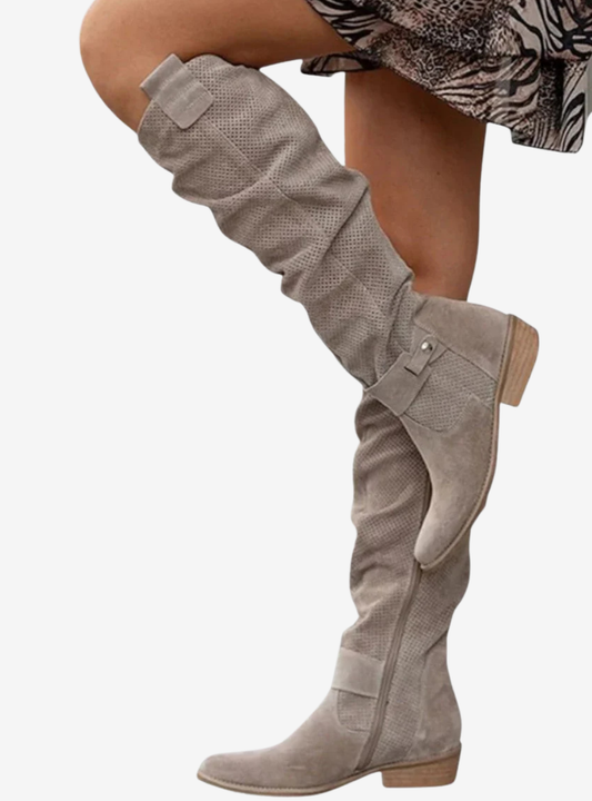 Stivale Testurizzato a Tacco Basso