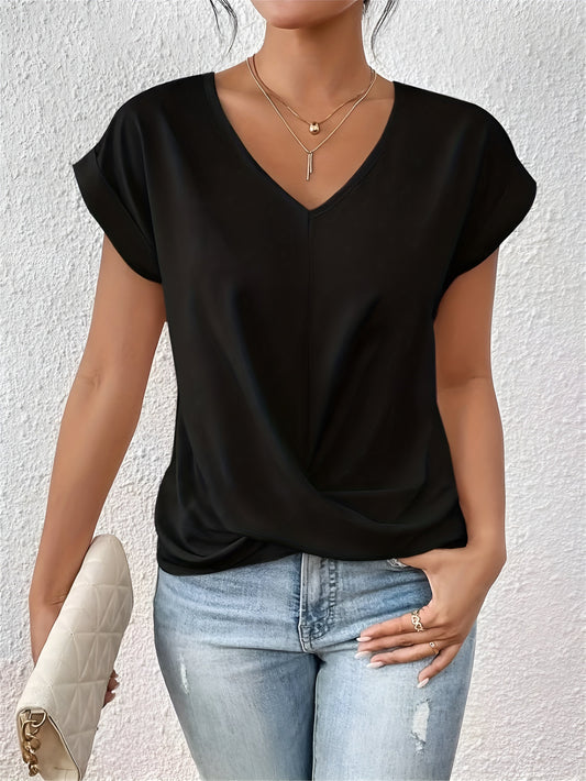T-shirt casual con scollo a cuore